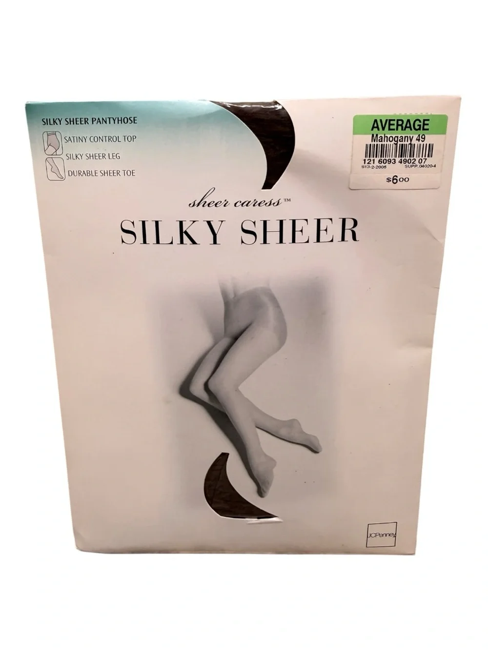 JCPenney Silky Sheer Satiny Control Top Pantyhose Average Mahogany Sheer Toe